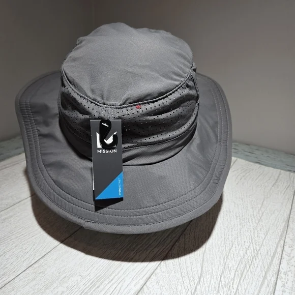 Mission Hydroactive Cooling UPF 50 OS Charcoal Gray Brim Bucket Hat 109979 - Picture 5 of 10